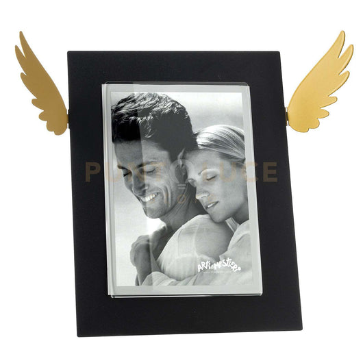 portafoto di design icaro grande Nero ,ocra in Ferro e polimetilmetacrilato 33,3x25hcm(13x18formatofoto)