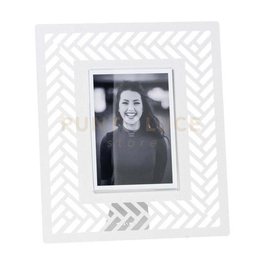 portafoto di design millenintrecci grande Bianco marmo in Ferro e polimetilmetacrilato 26,7x31Hcm(12x17cmformatofoto)