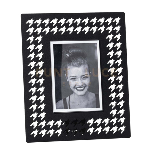 portafoto di design pied de poule grande Nero in Ferro e polimetilmetacrilato 25,8x31Hcm(12x17cmformatofoto)