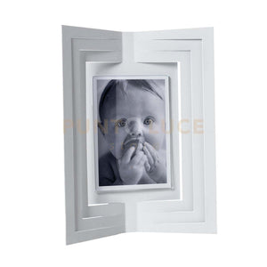 portafoto di design vibra grande Bianco marmo in Ferro e polimetilmetacrilato 25x31Hcm(13x17cmformatofoto)