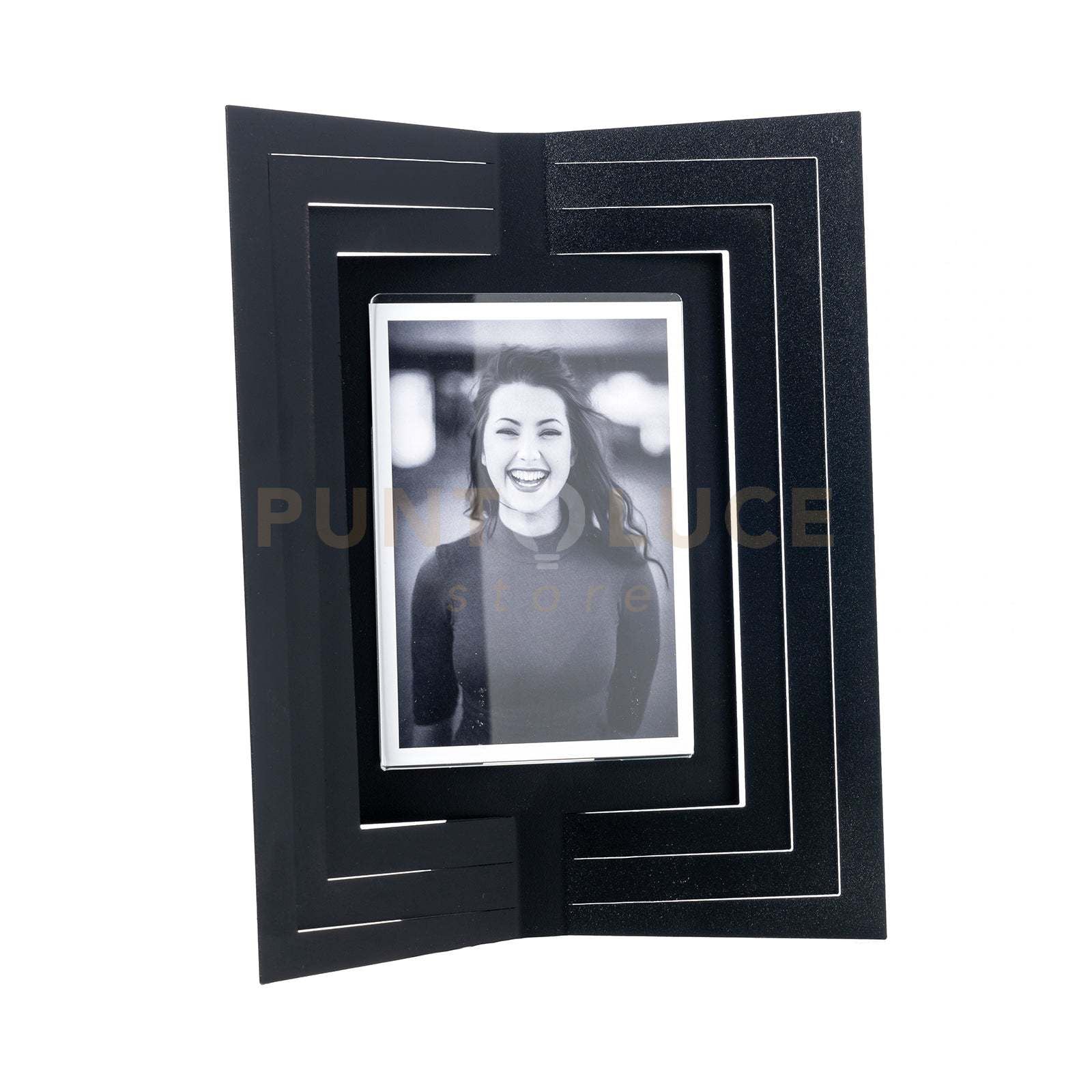 portafoto di design vibra grande Nero in Ferro e polimetilmetacrilato 25x31Hcm(13x17cmformatofoto)