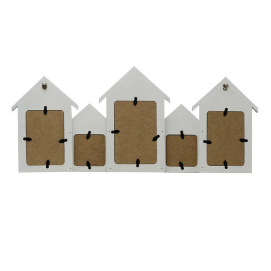 Portafoto mare legno cabine multiplo 5pcm 60x3,5h26