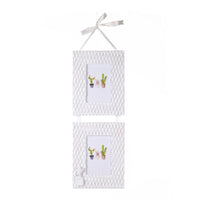 Portafoto muro cactus legno bianco multiplo 2p cm 19x58x1