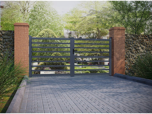 Cancello in alluminio traforato "Martin" - 340 x 180 cm - Grigio