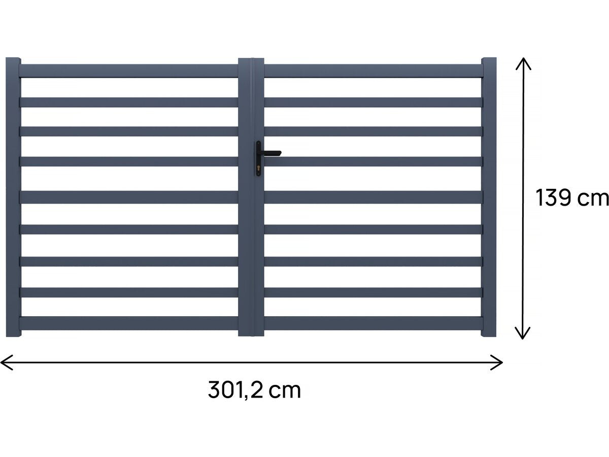 Cancello in alluminio traforato "Martin" - 300 x 140 cm - Grigio