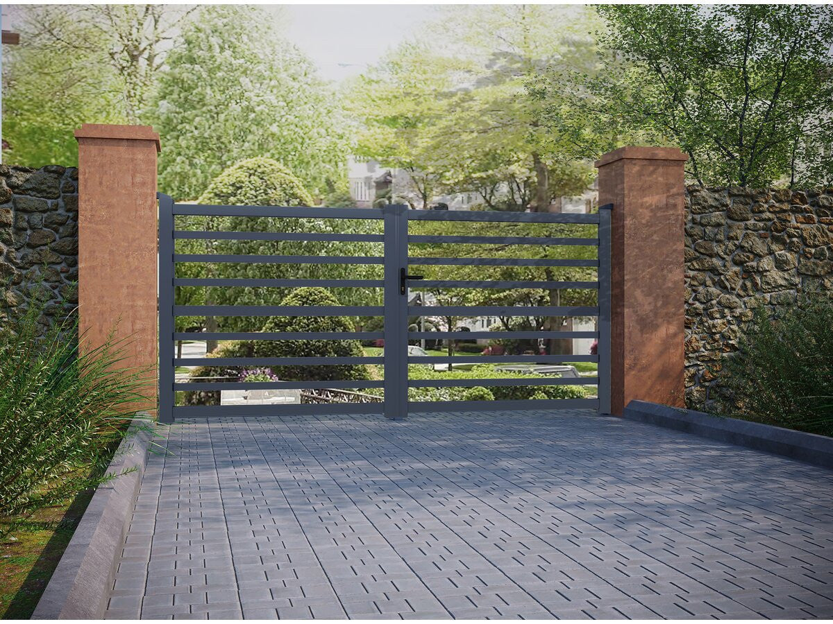 Cancello in alluminio traforato "Martin" - 300 x 180 cm - Grigio