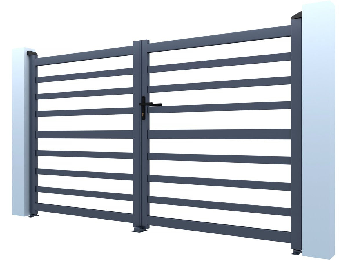 Cancello in alluminio traforato "Martin" - 340 x 180 cm - Grigio