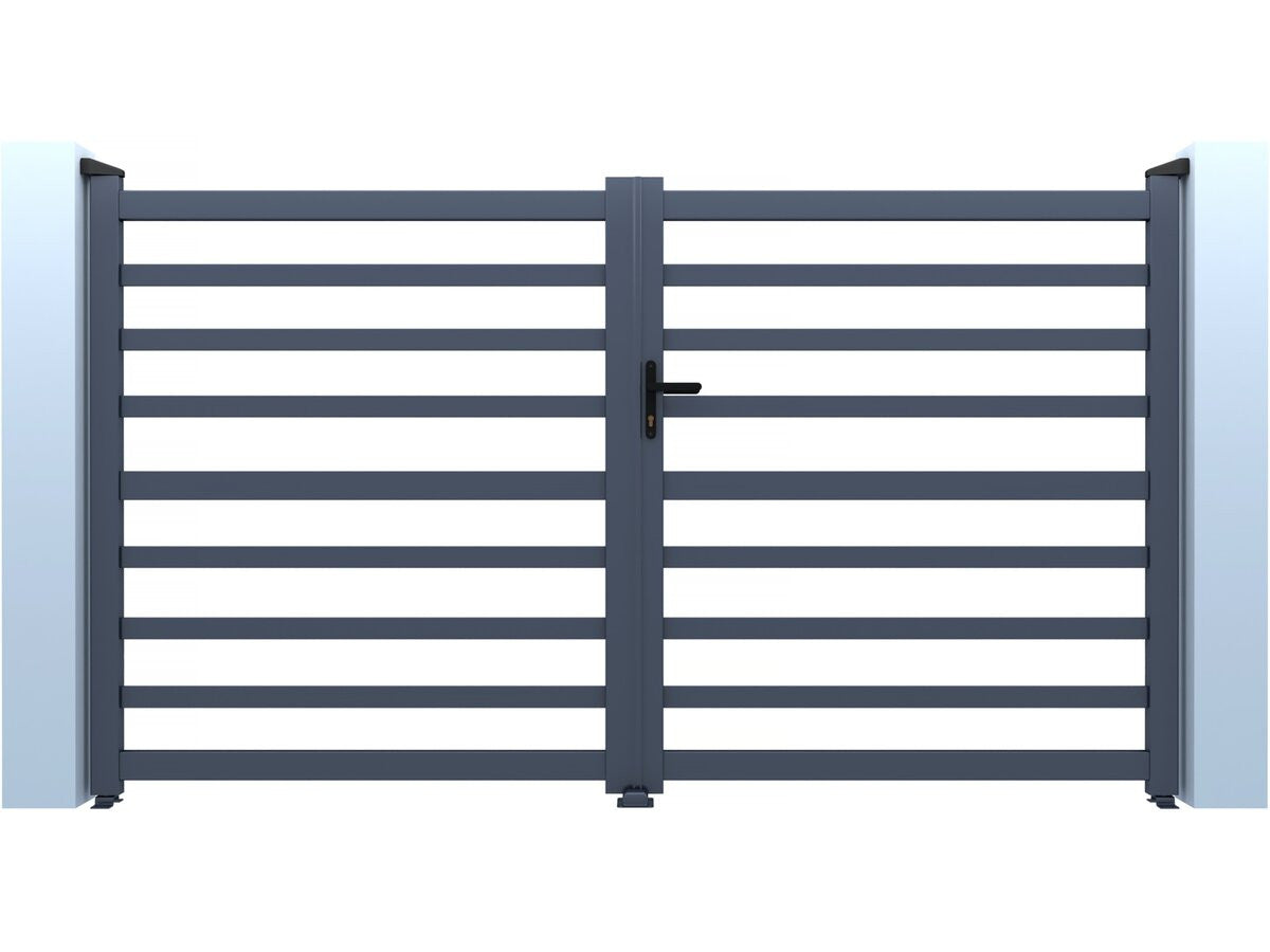 Cancello in alluminio traforato "Martin" - 340 x 180 cm - Grigio