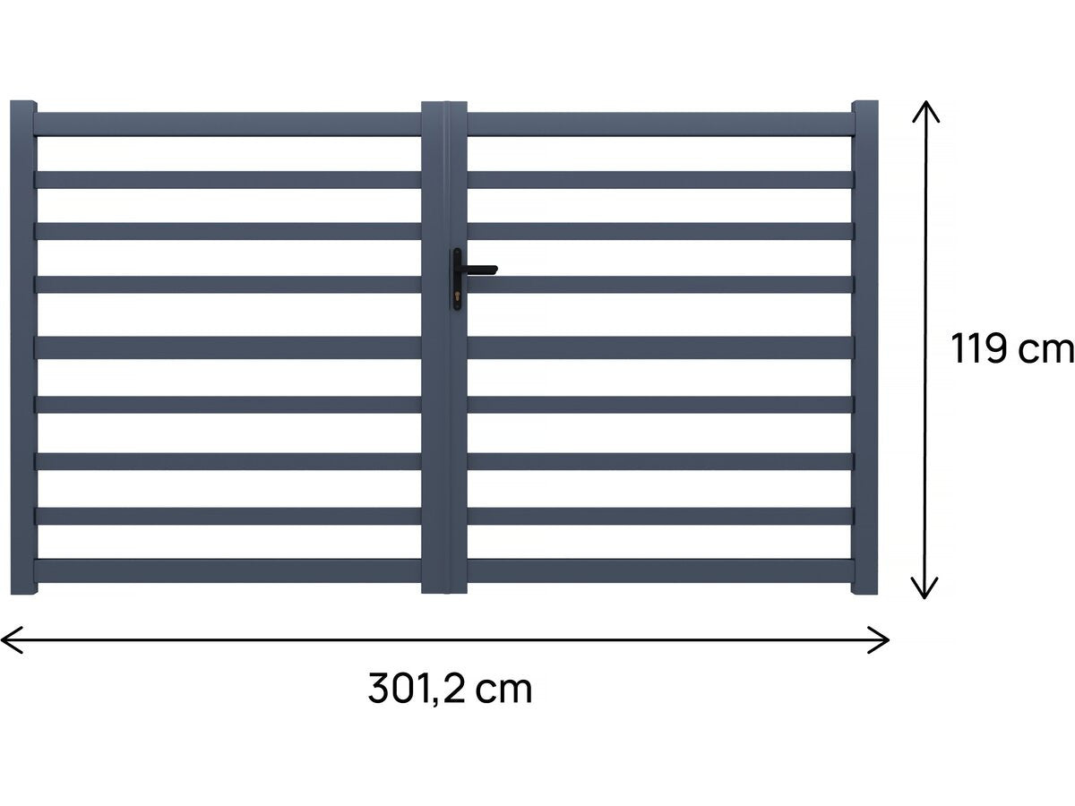Cancello in alluminio traforato "Martin" - 300 x 120 cm - Grigio