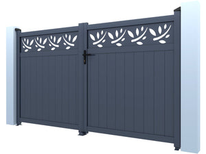 Cancello semi-aperto in alluminio con motivo "Maya" - 300 x 180 cm - Grigio