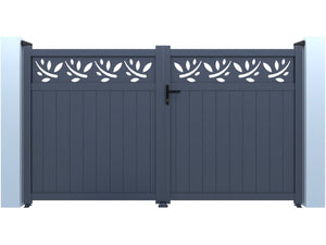 Cancello semi-aperto in alluminio con motivo "Maya" - 300 x 180 cm - Grigio