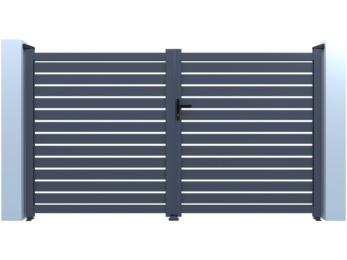 Cancello semi-aperto "Julien" in alluminio - 300 x 180 cm - Grigio