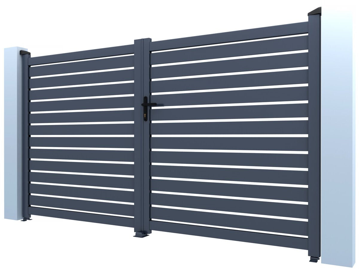 Cancello semi-aperto "Julien" in alluminio - 300 x 120 cm - Grigio