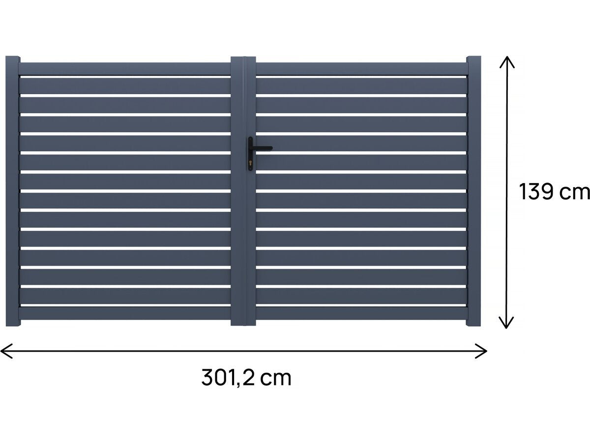 Cancello semi-aperto "Julien" in alluminio - 300 x 140 cm - Grigio