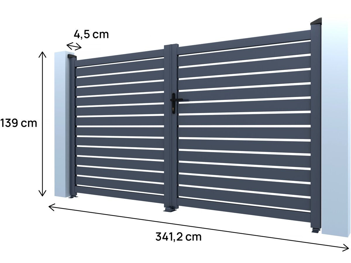 Cancello semi-aperto "Julien" in alluminio - 340 x 140 cm - Grigio