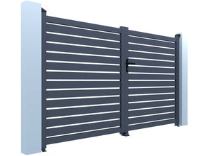 Cancello semi-aperto "Julien" in alluminio - 340 x 140 cm - Grigio