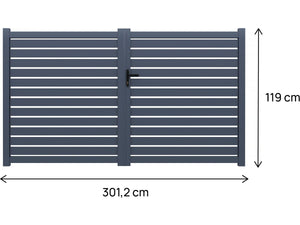 Cancello semi-aperto "Julien" in alluminio - 300 x 120 cm - Grigio