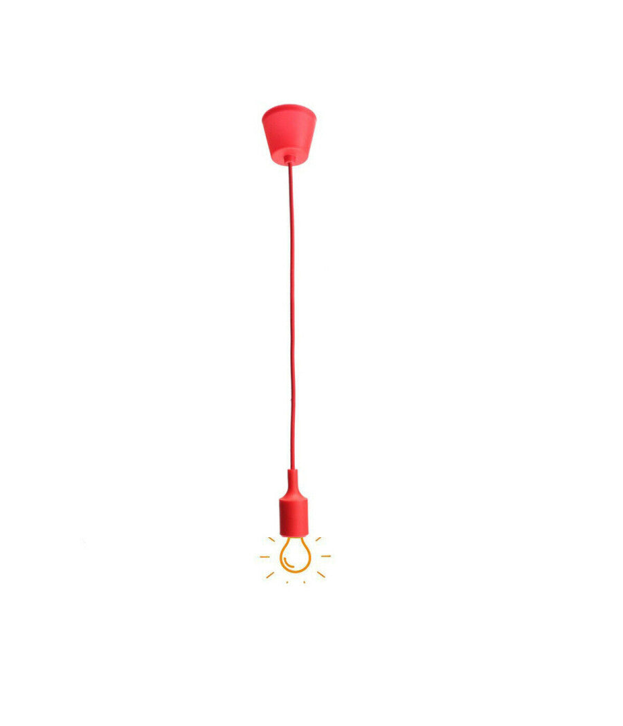 Portalampada A Sospensione Pendente Lampadario Soffitto E27 Rosso Dt-j01 1 Metro         