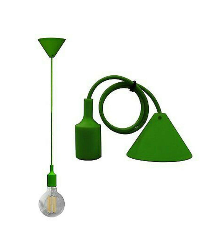 Portalampada A Sospensione Pendente Lampadario Soffitto E27 Verde Dt-j01 1 Metro         