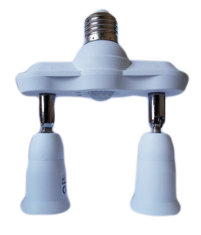 Portalampada Adattatore Sdoppiatore E27 2 Ingressi E27 Sensore Di Movimento Pir         