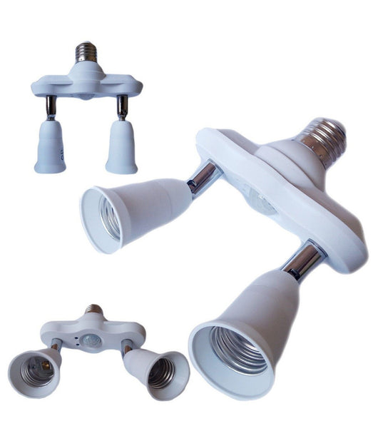 Portalampada Adattatore Sdoppiatore E27 2 Ingressi E27 Sensore Di Movimento Pir         