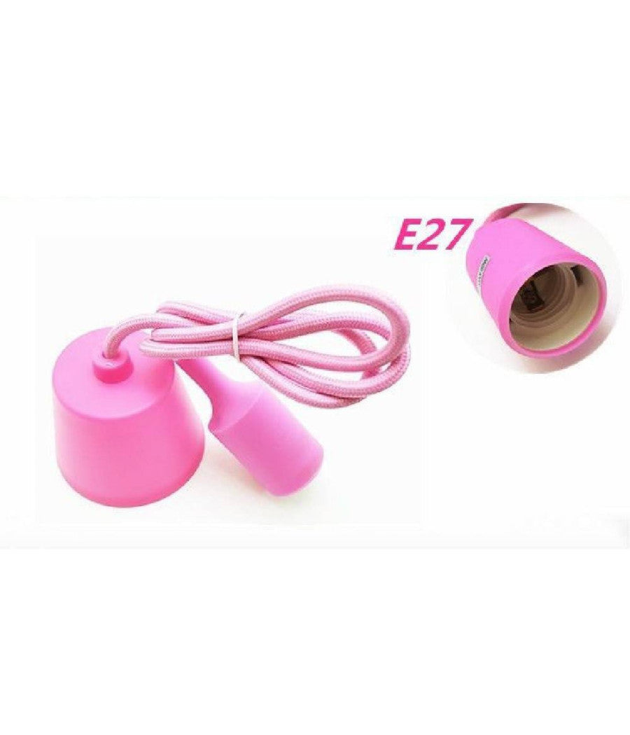 Portalampada E27 A Sospensione Cavo Pendente Porta Lampada Soffitto Rosa E27-sa         