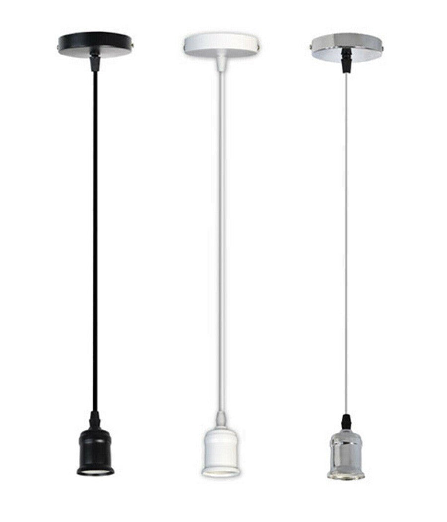 Portalampada E27 A Sospensione Lampadario Pendente Porta Lampada 1,2 Metri E27-a  Bianco       