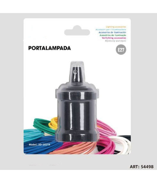 Portalampada E27 In Alluminio Vintage Retrò Colore Nero Lampada Decorativa 54498         