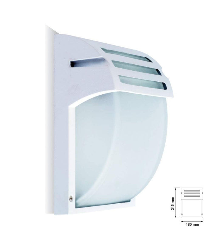 Portalampada Esterno Alluminio Vetro Bianco Vt7077 E27 Ip44 Illuminazione         