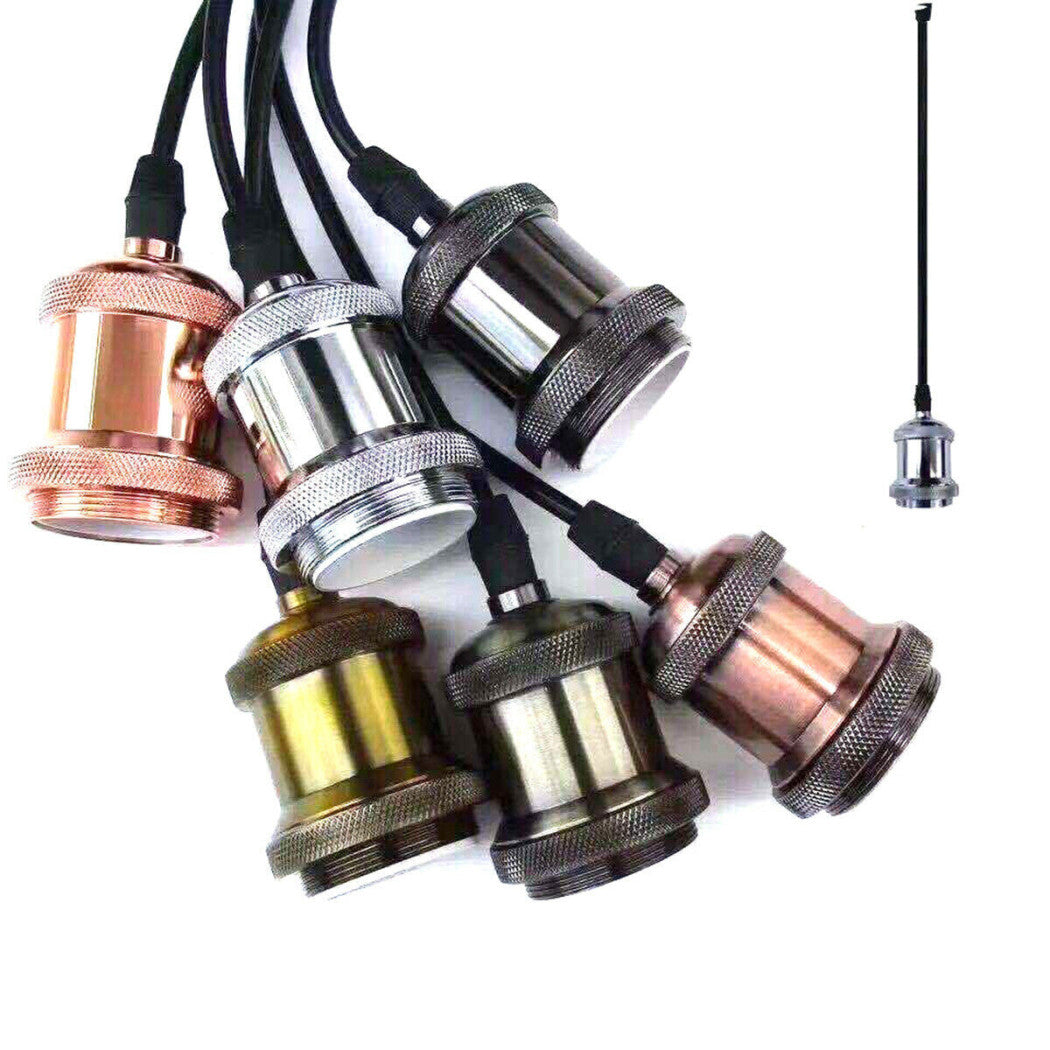 Trade Shop - Portalampada Lampadario Sospensione Soffitto Pendente E27 Vintage 2 Metri Ottone -