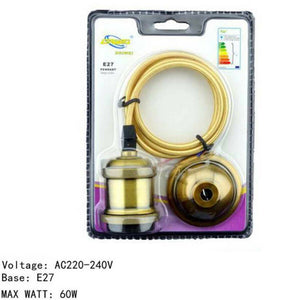 Trade Shop - Portalampada Lampadario Sospensione Soffitto Pendente E27 Vintage 2 Metri Ottone -