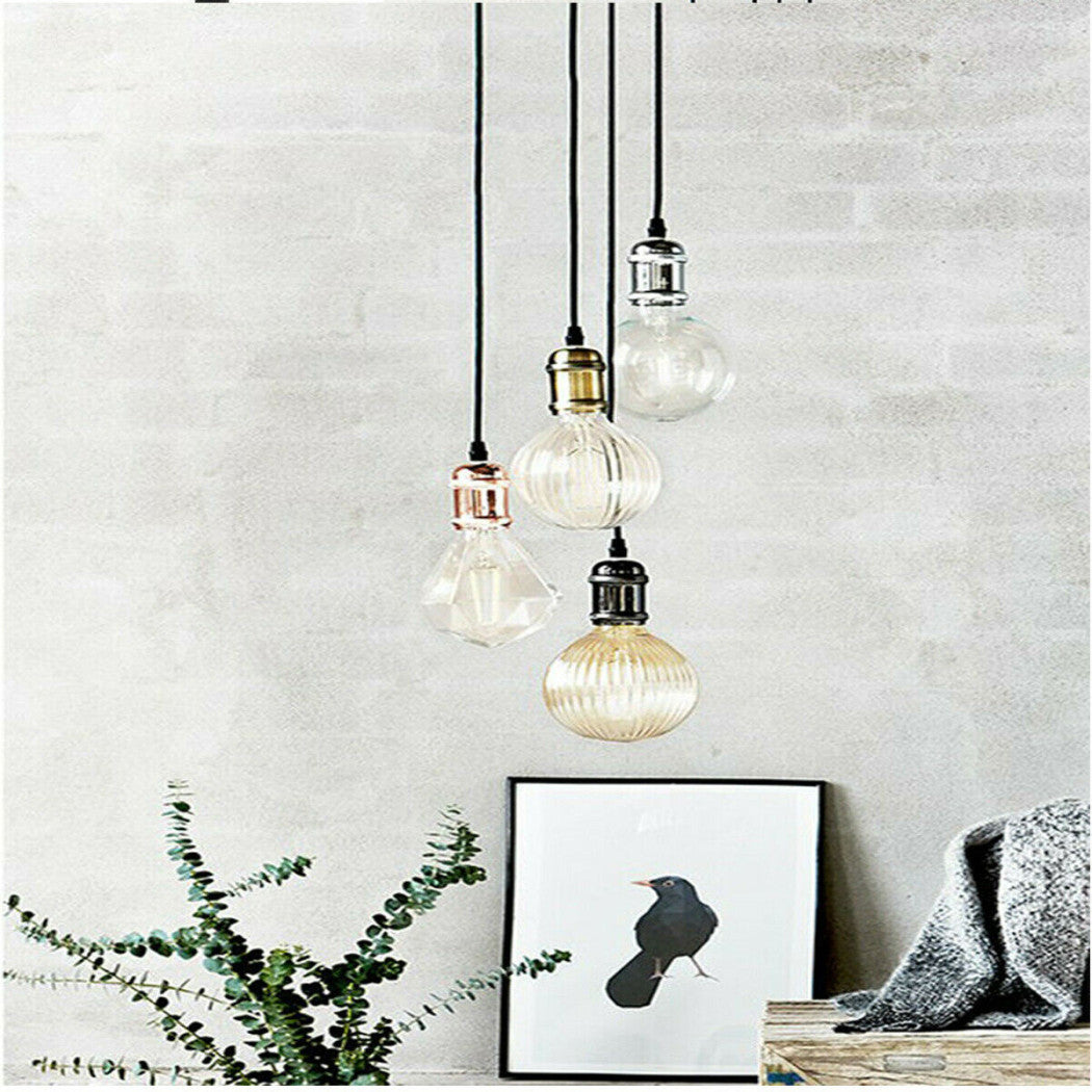 Trade Shop - Portalampada Lampadario Sospensione Soffitto Pendente E27 Vintage 2 Metri Ottone -