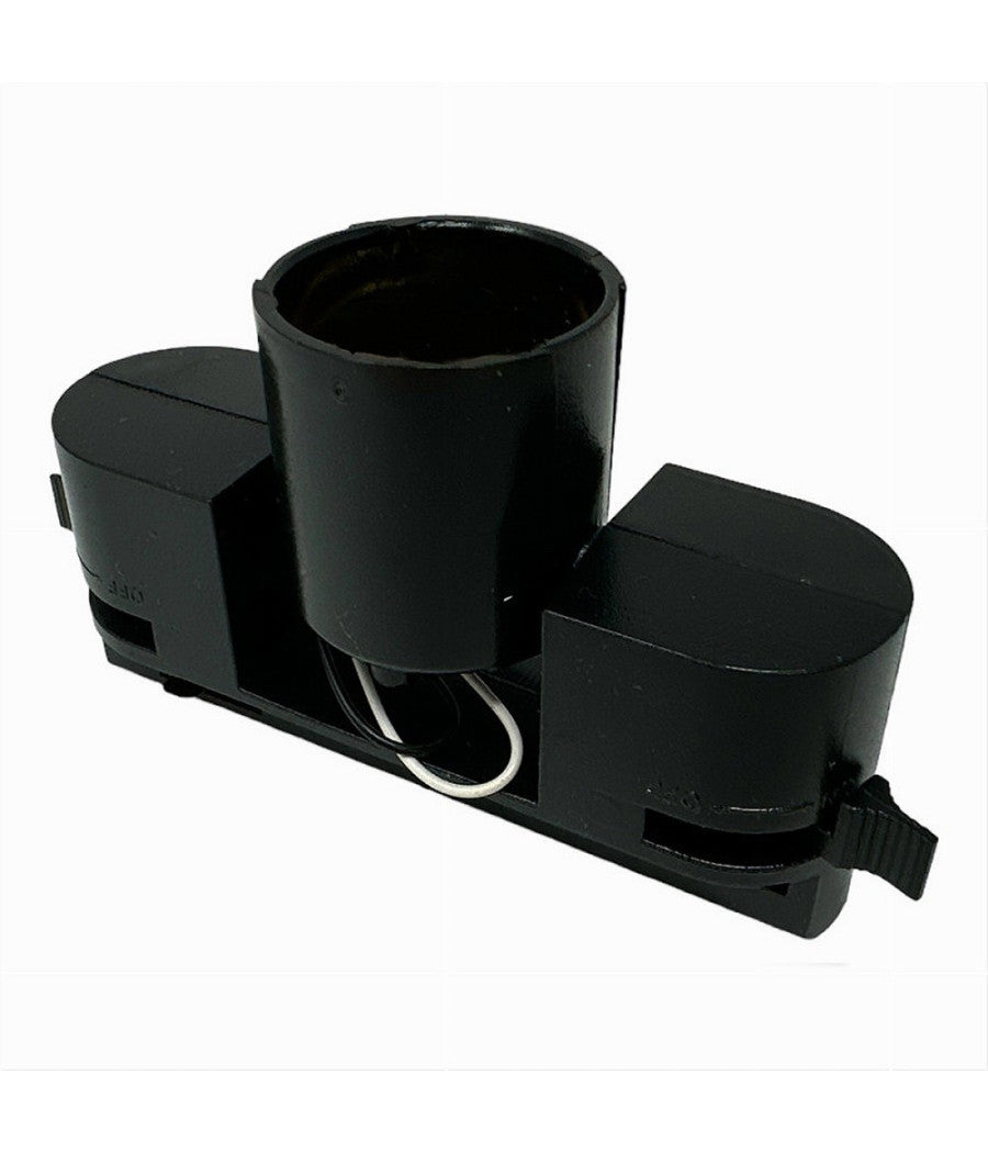 Portalampada Per Binario Monofase Connettore Lampadine E27 Adattatore Pista-e27  Nero       