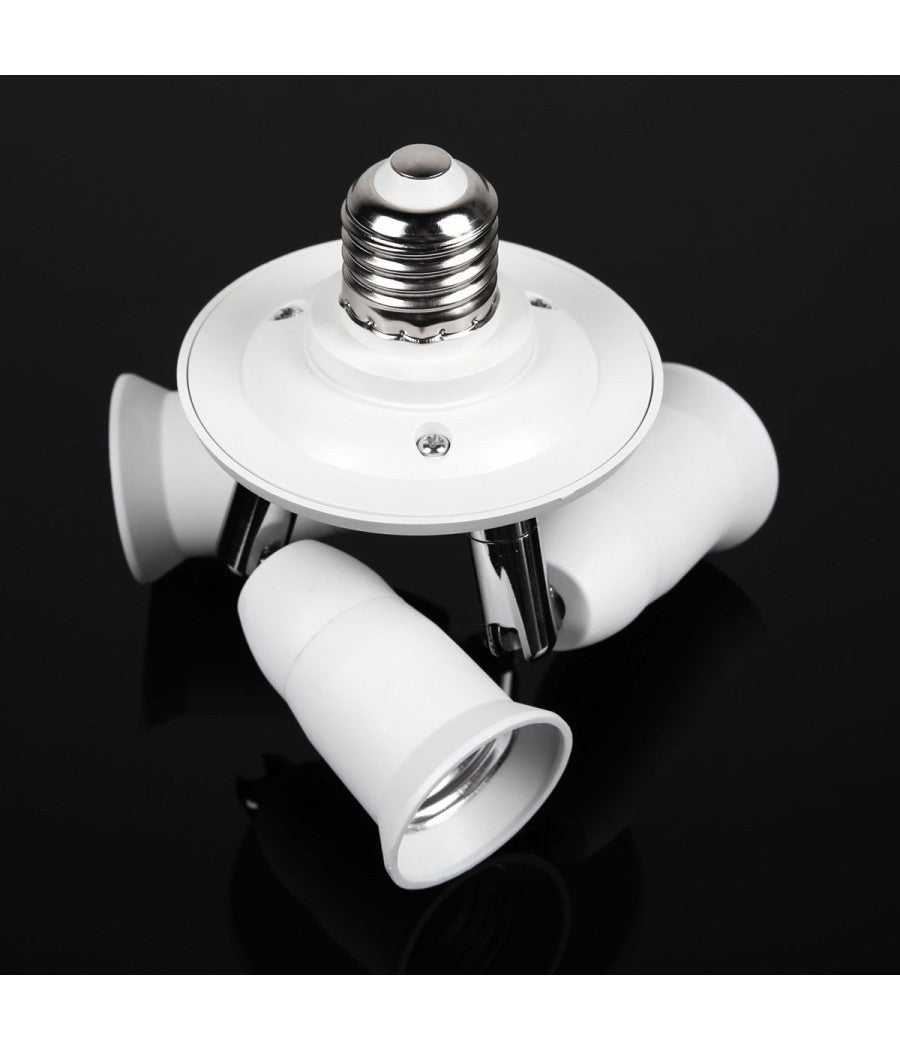 Portalampada Sdoppiatore E27 Adattatore Con 3 Ingressi Attacco Lampadina 3 In 1         