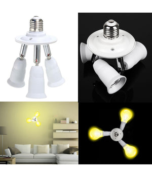 Portalampada Sdoppiatore E27 Adattatore Con 3 Ingressi Attacco Lampadina 3 In 1         