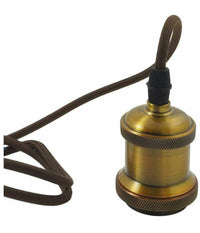 Portalampada Vintage Stile Retro' Sospensione Pendente E27 Bronzo Ottone E27-02         