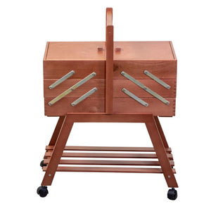 Portalavoro n.40 legno con ruote noce cm45x28h62