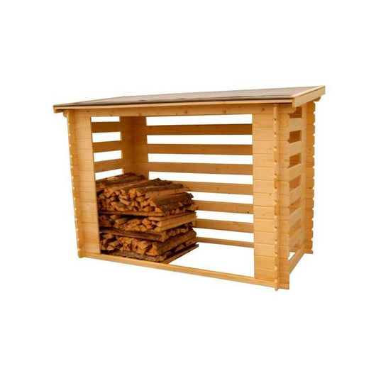 Portalegna in legno da esterno 236x119 cm  struttura chiusa 3 lati  pareti 20 mm  capacità 4 steri  RB2311 Foresta