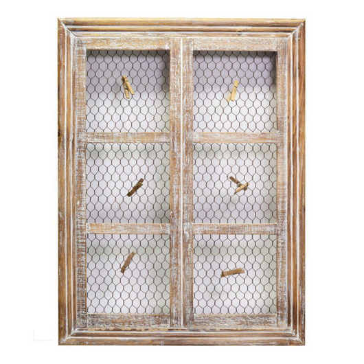 Portamemo legno finestra con mollette rettangolare cm 46x61x5,5