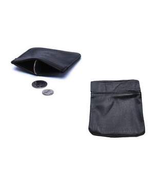 Portamonete Nero Molla Tinta Unita Sacchetto Eco Pelle Porta Monete Borsellino         