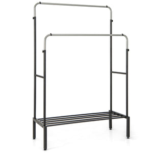 Appendiabiti a doppia barra Appendiabiti in metallo resistente regolabile in altezza per appendere vestiti Organizzatore di vestiti Nero e argento 20_0009103