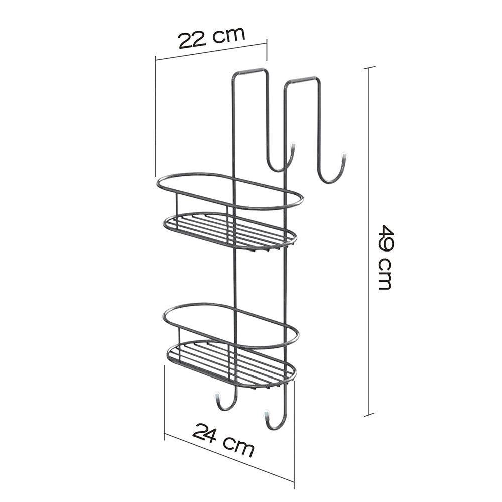 Portaoggetti appendibile da doccia Gedy 24x22x49 cm in metallo cromato con due mensole | Tito Round