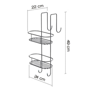 Portaoggetti appendibile da doccia Gedy 24x22x49 cm in metallo cromato con due mensole | Tito Round