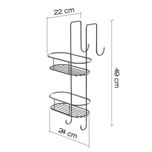 Portaoggetti appendibile da doccia Gedy 24x22x49 cm in metallo cromato con due mensole | Tito Round