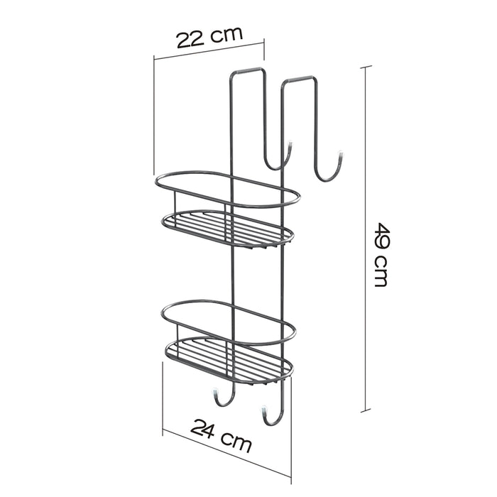 Portaoggetti appendibile da doccia Gedy 24x22x49 cm in metallo cromato con due mensole | Tito Round