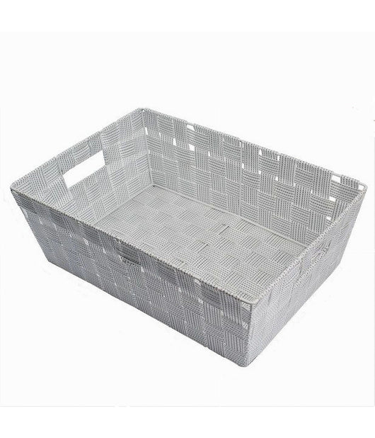 Portaoggetti Cesto Tessuto Intrecciato 38x26x13 Cm Maniglie Grigio Chiaro 79030         