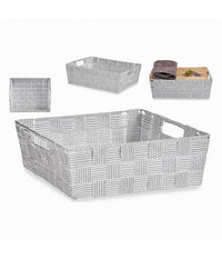 Portaoggetti Cesto Tessuto Intrecciato 38x26x13 Cm Maniglie Grigio Chiaro 79030         