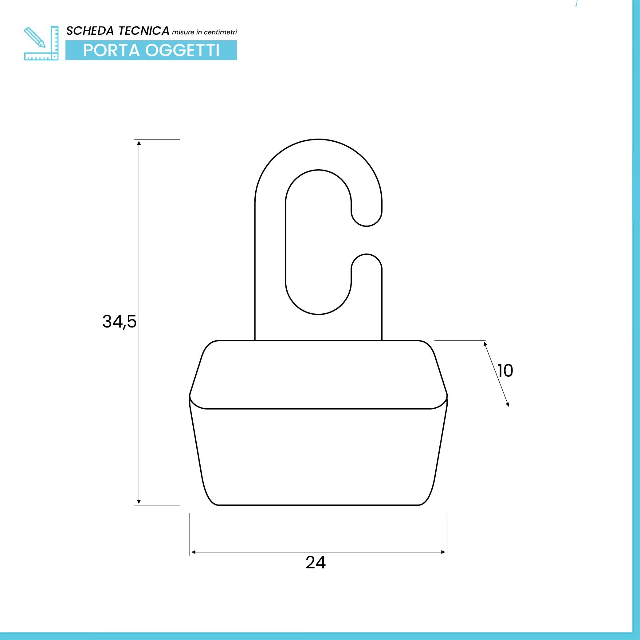 Portaoggetti doccia grigio in PVC gancio e fori di scolo per l'acqua
