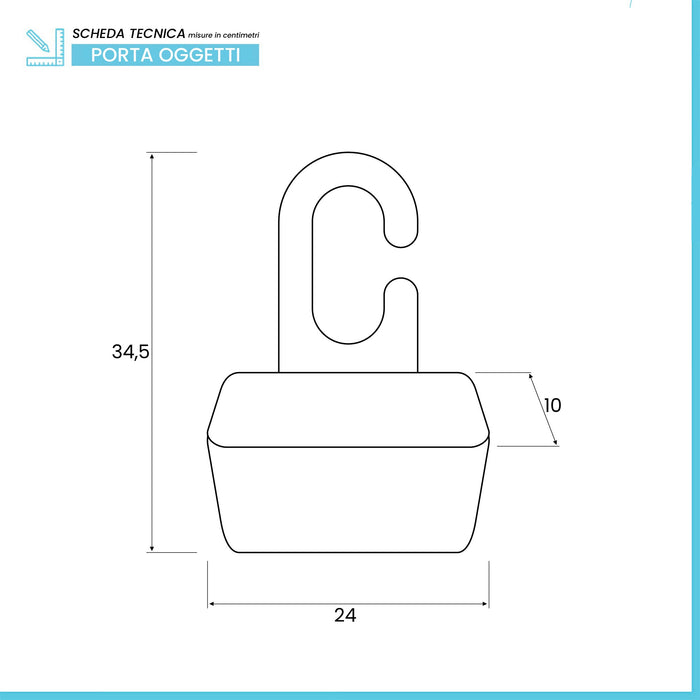 Portaoggetti doccia grigio in PVC gancio e fori di scolo per l'acqua