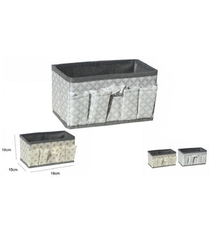 Portaoggetti In Tessuto Organizer Contenitore Scatola 5 Tasche 18x10x10cm 53032a         